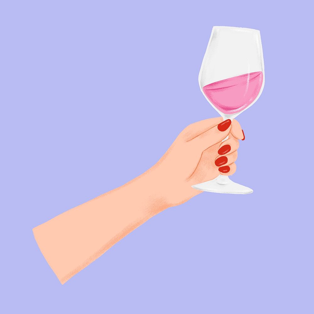 Hand raising wine glass, party collage element psd