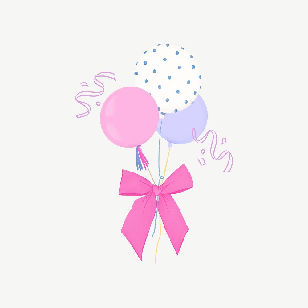 Pink floating balloons, party decoration collage element psd