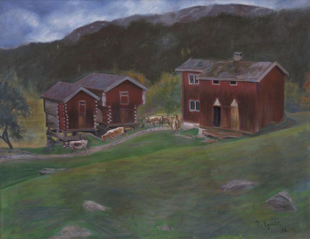 Farmyard at &Aring;se in Telemarken, Norway by Halfdan Egedius