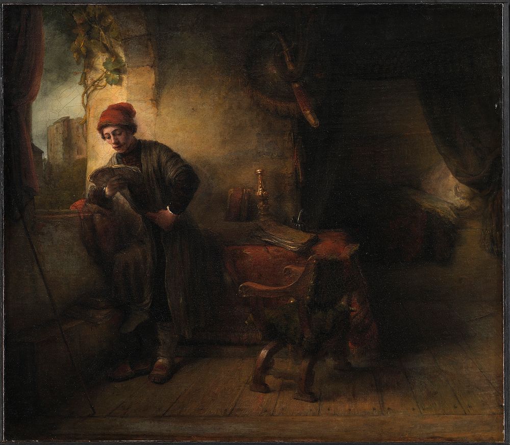 Standing Young Man at the Window in his Study Reading, known as "The Student" by Rembrandt van Rijn