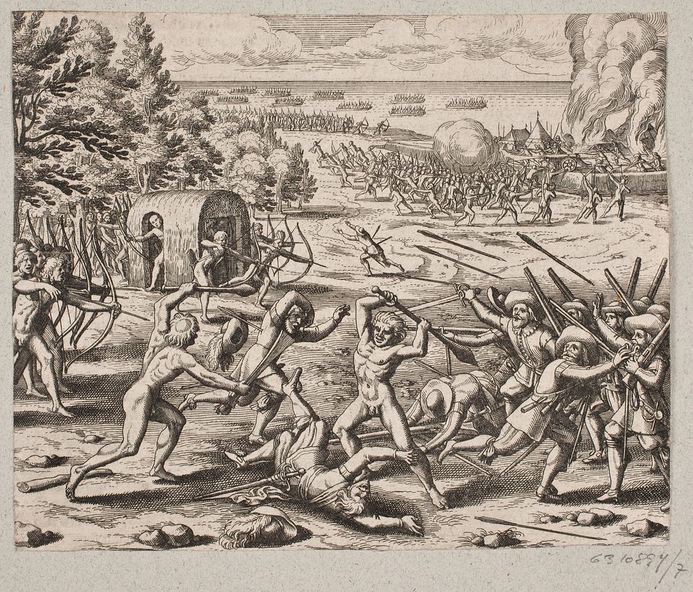 As soon as they arrived at the settlement of the savages, Mr. Saint saw.John 300 Caribbean by Matthäus Merian D æ