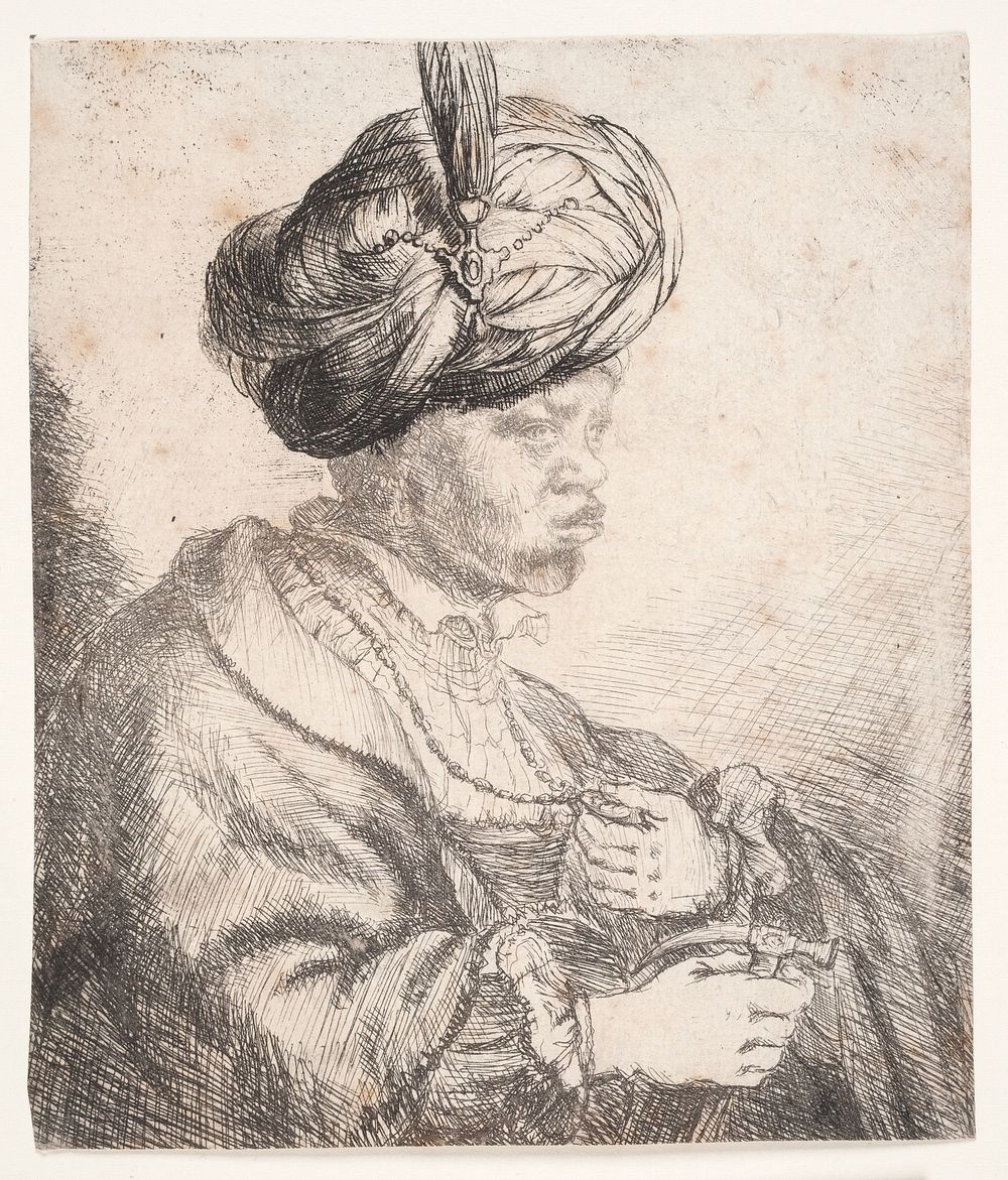 African with feathered turban by Anthony De Haen