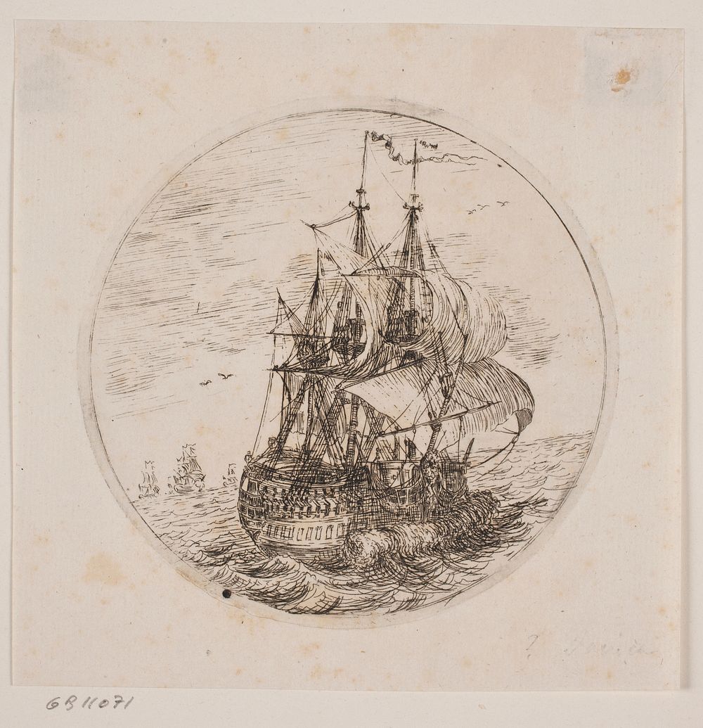 A warship in motion   by unknown