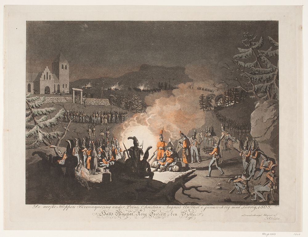 The bivouacquering of the Norwegian troops under prints Christian August's anförsel in the last war with Sweden, 1808 by…