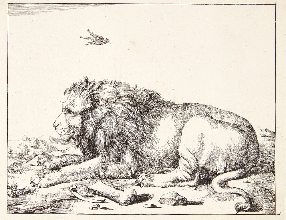 Reclining lion by Marcus de Bye