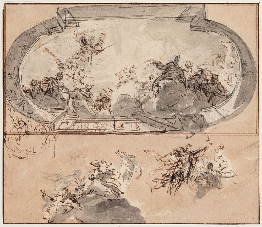 Sketch for ceiling painting   by unknown