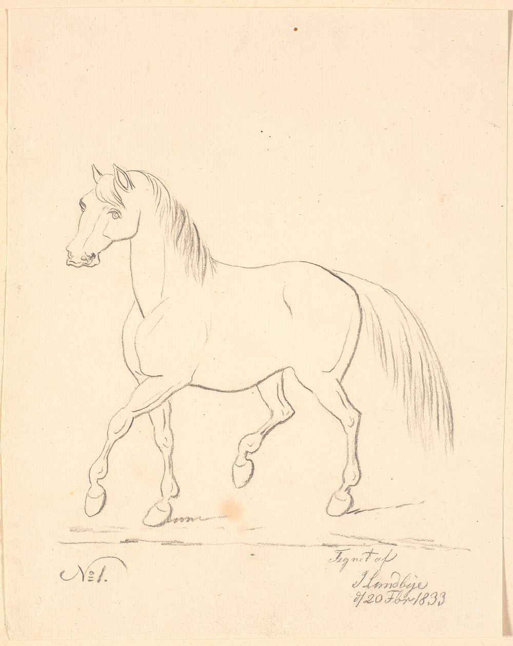 Trotting horse, facing left by Johan Thomas Lundbye