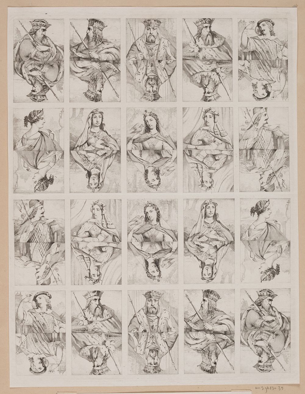 Etchings for playing cards, kings and queens by Sophus Schack