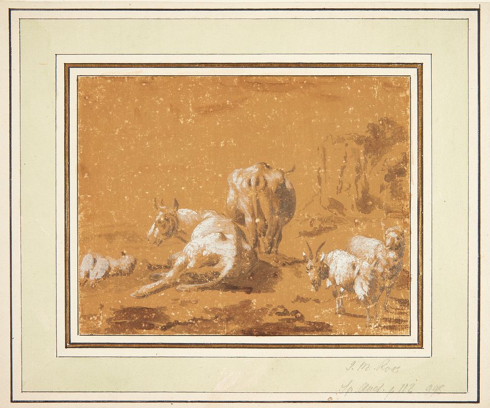 Landscape with cows and goats by Johann Melchior Roos