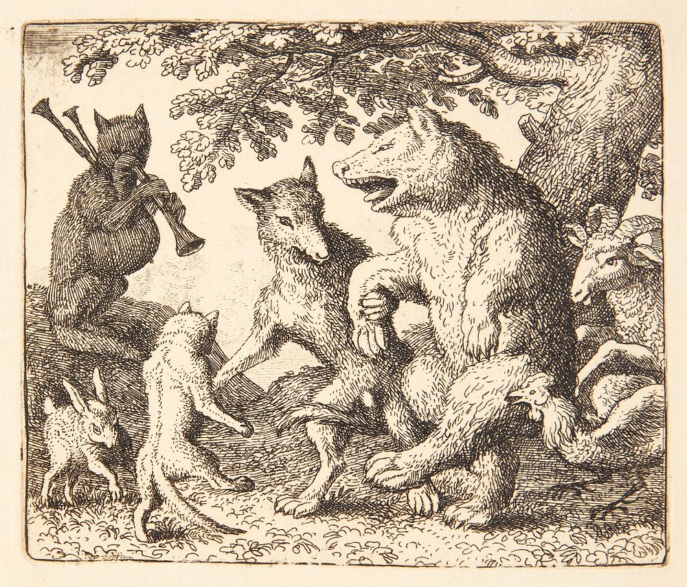 The wolf and the bear celebrate their freedom by Allaert Van Everdingen