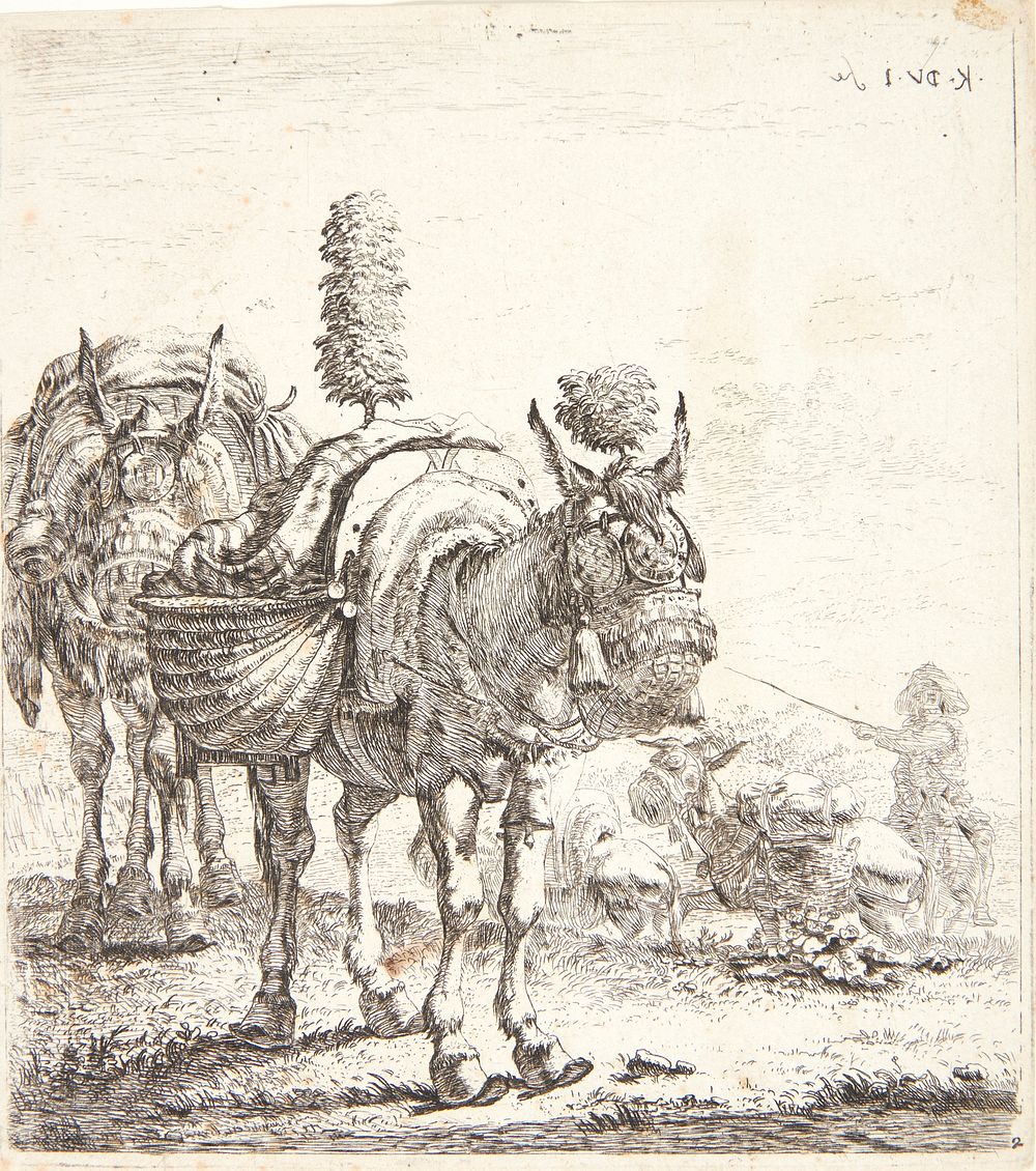 Two donkeys by Karel Du Jardin
