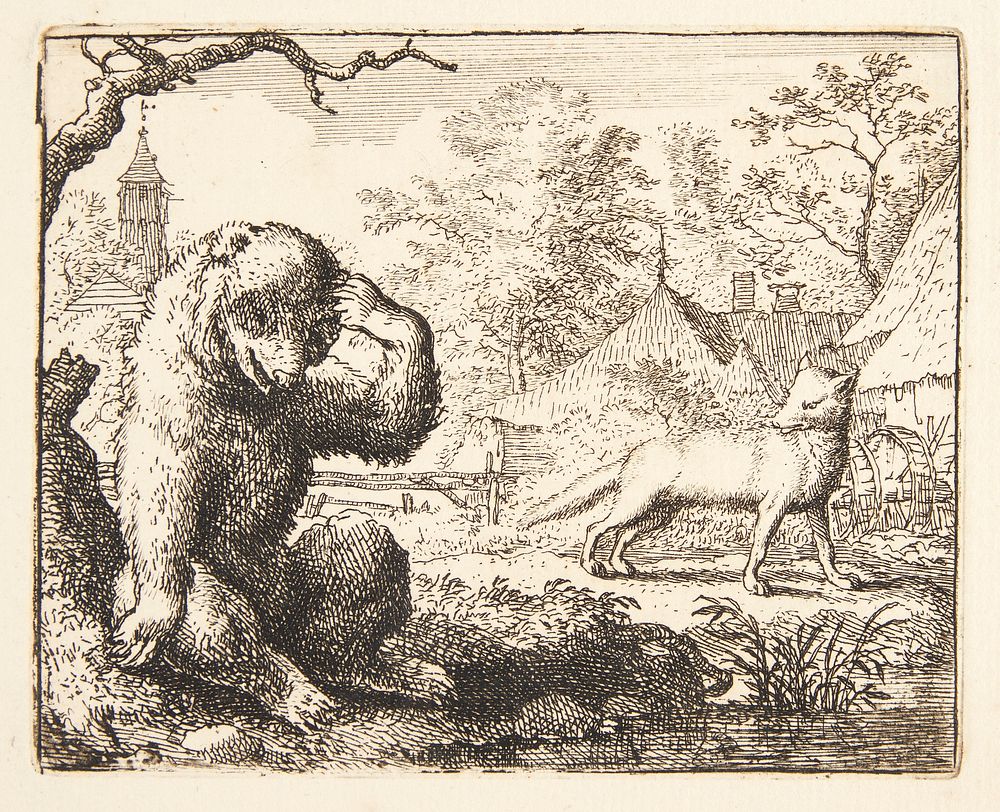 Renard scolds the injured bear by Allaert Van Everdingen