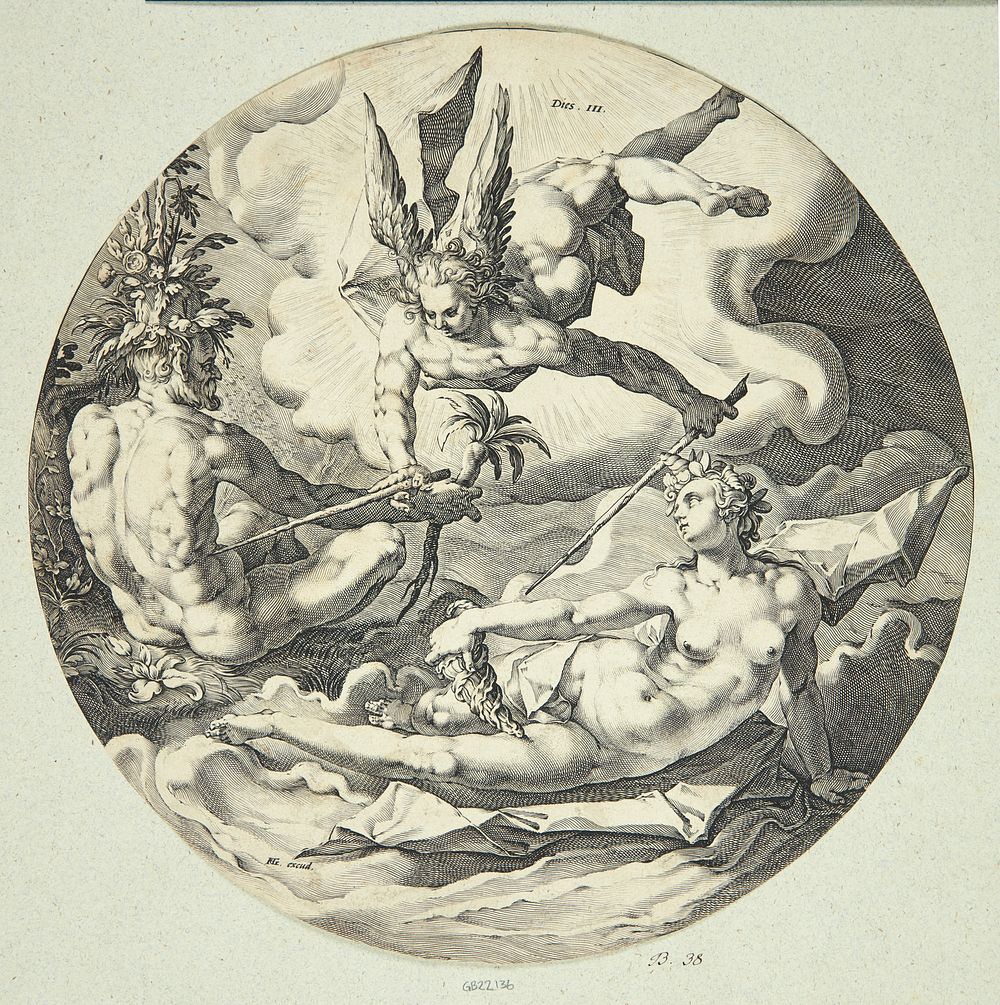 God creates the land and the plants (Dies III) by Hendrick Goltzius