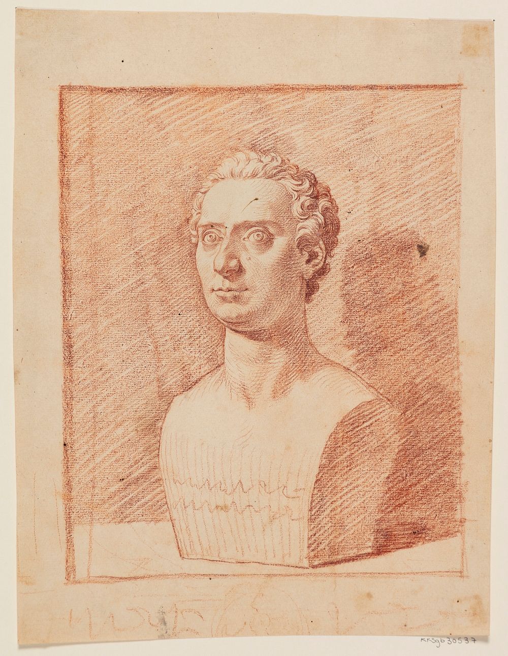 Sketch after marble bust pretending archaeologist Marcello Venuti (1700-1755) by Marcus Tuscher