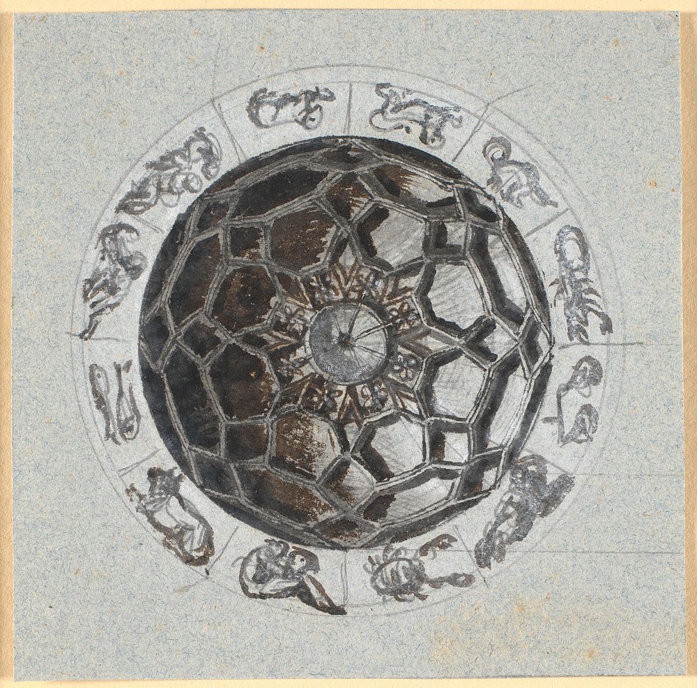 Draft for a geometrical decoration of a dome;outside the sign of the Tropics