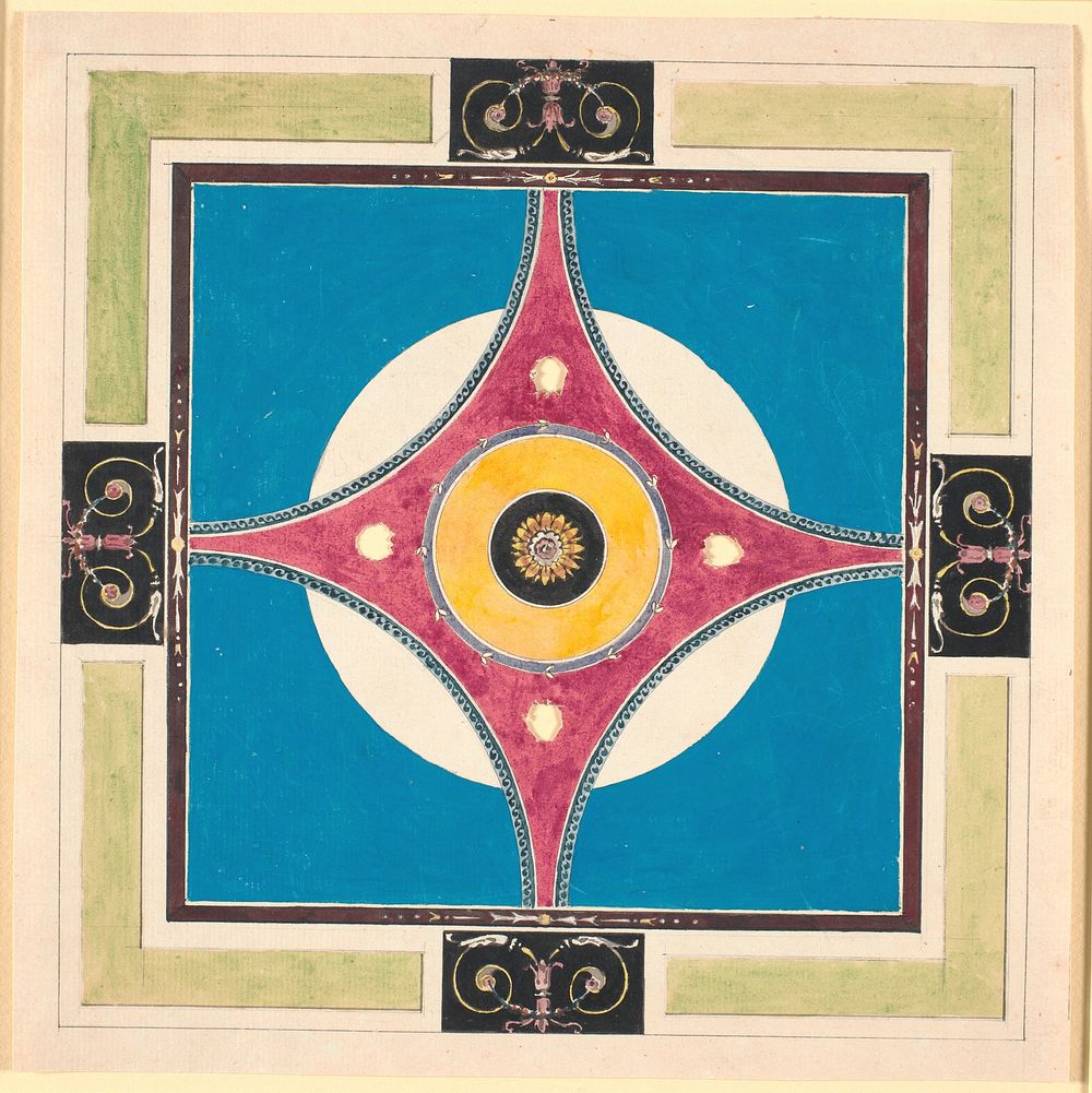 Draft for a ceiling decoration with circles and circle segments