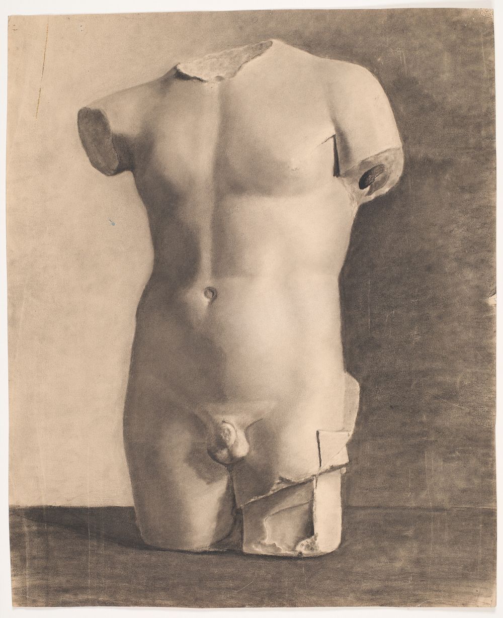 Drawing after plaster of Antique youth torso by Joakim Skovgaard