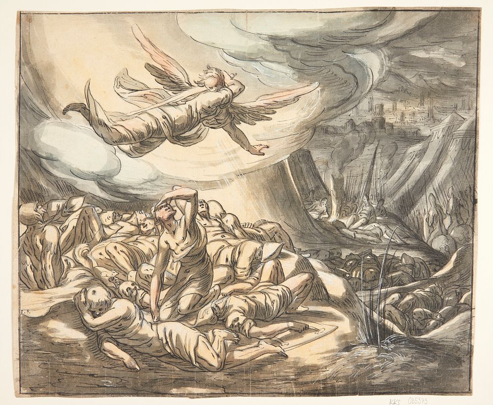 Angel with drawn sword by Hermann Weyer