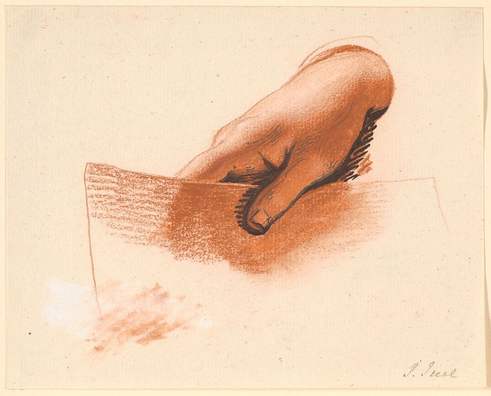 Study of a man's right hand, holding a piece of paper;study for the Anker family portrait by Jens Juel