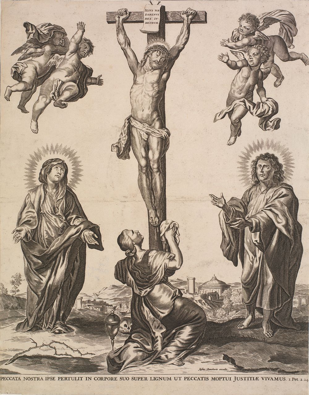 Christ on the cross, with the Virgin, Mary Magdalen and St John and four angels by Anthony Van Dyck