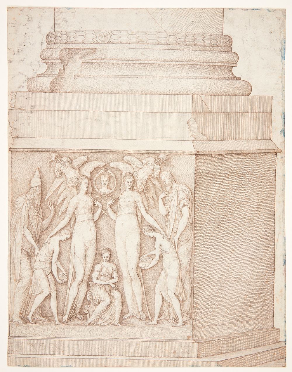 A column's sculptural base by Melchior Lorck
