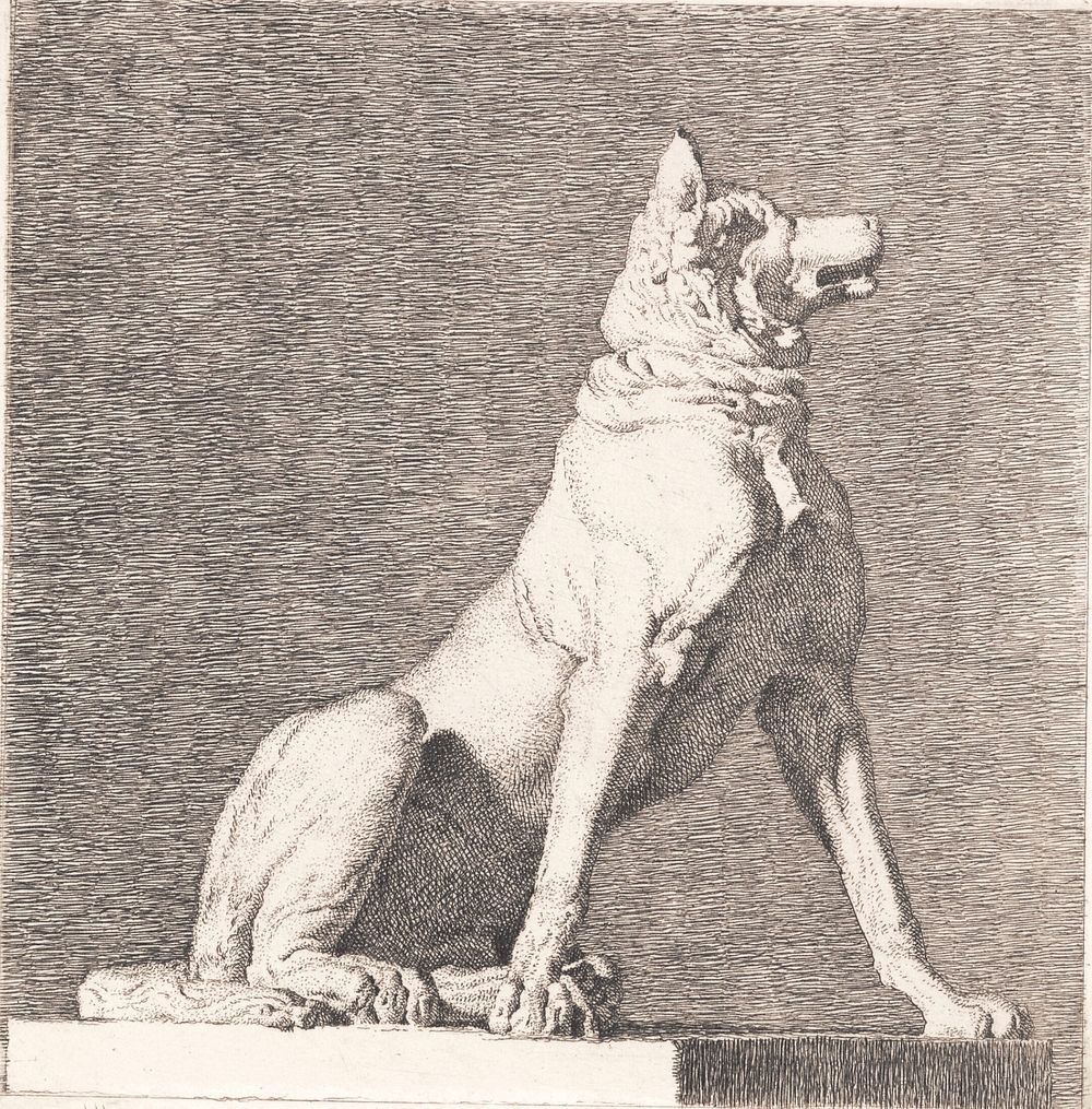 A sitting dog after an antique at Charlottenborg by Christen Købke