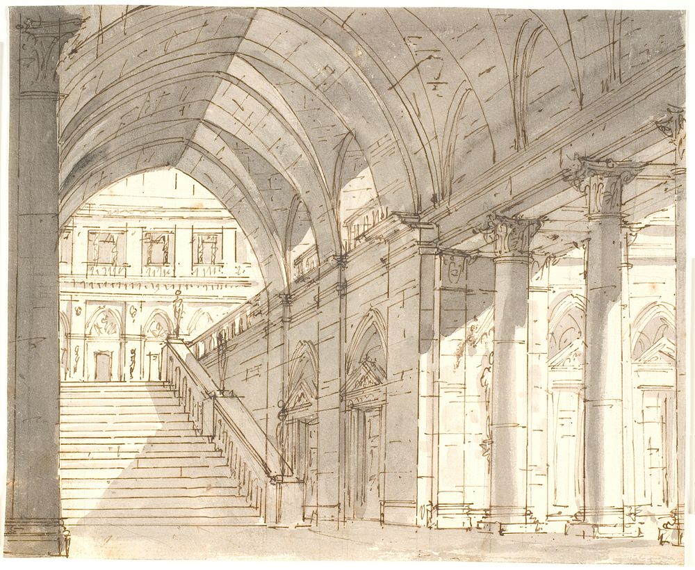 Vestibule with staircase and columns by Aron Wallick