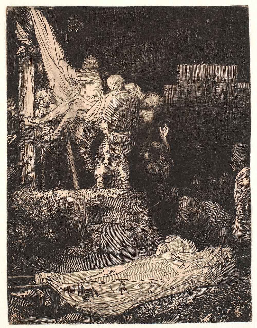 The taking down of the cross, by torchlight by Rembrandt van Rijn
