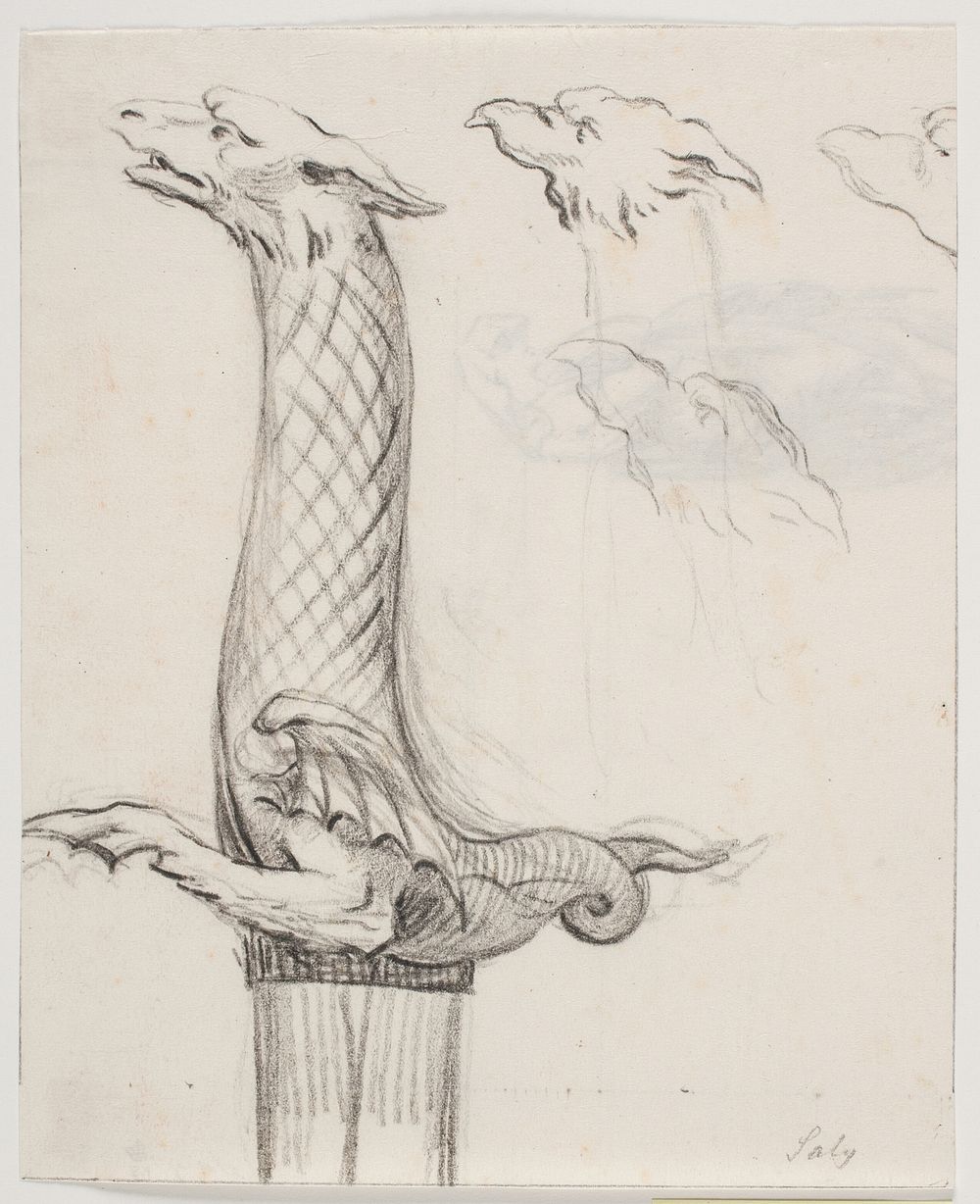 Sword hilt in the shape of a dragon and three dragon heads by Jacques Fran&ccedil;ois Joseph Saly
