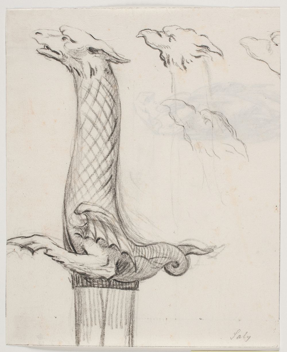 Sword hilt in the shape of a dragon and three dragon heads by Jacques François Joseph Saly