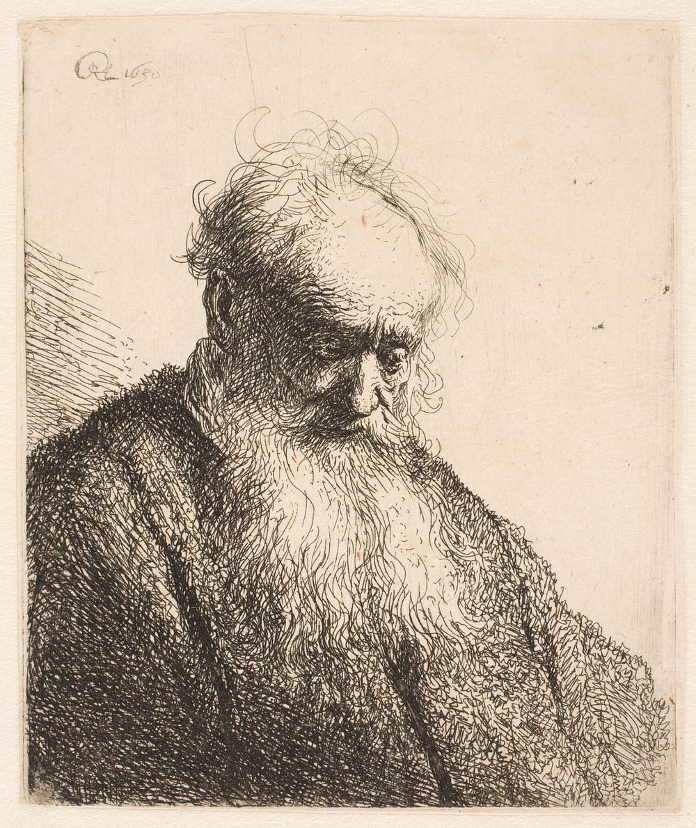 Head of an old man, 3/4 to right by Rembrandt van Rijn