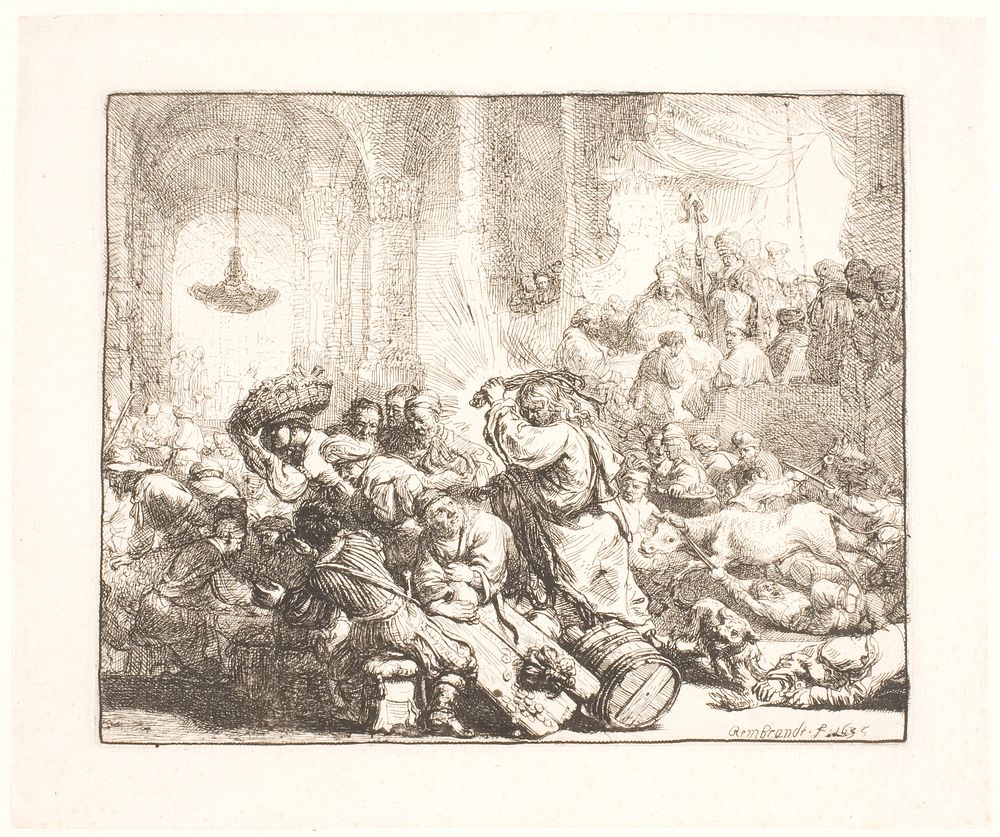 Christ drives the peddlers out of the temple by Rembrandt van Rijn