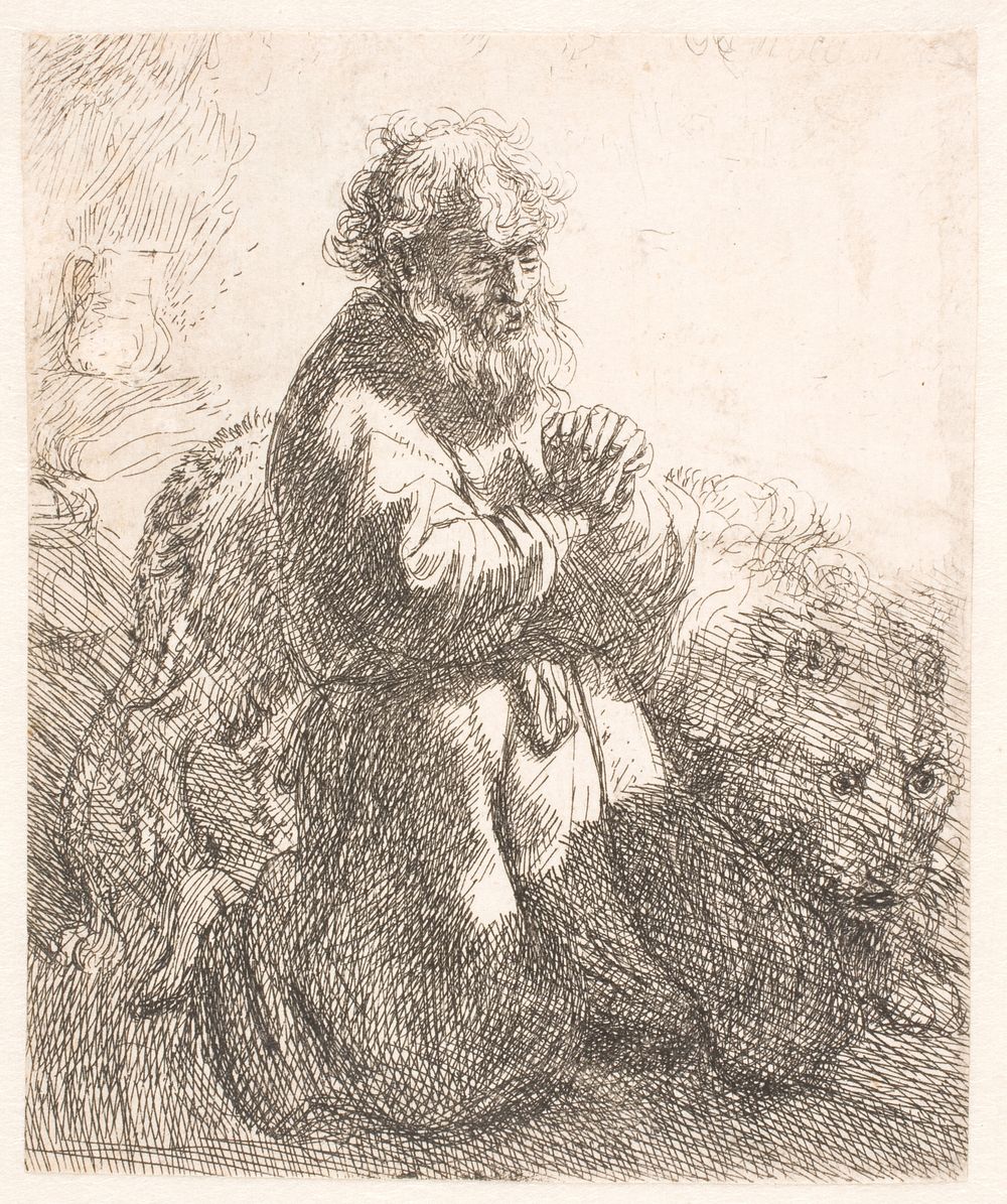 Saint Jerome, praying by Rembrandt van Rijn