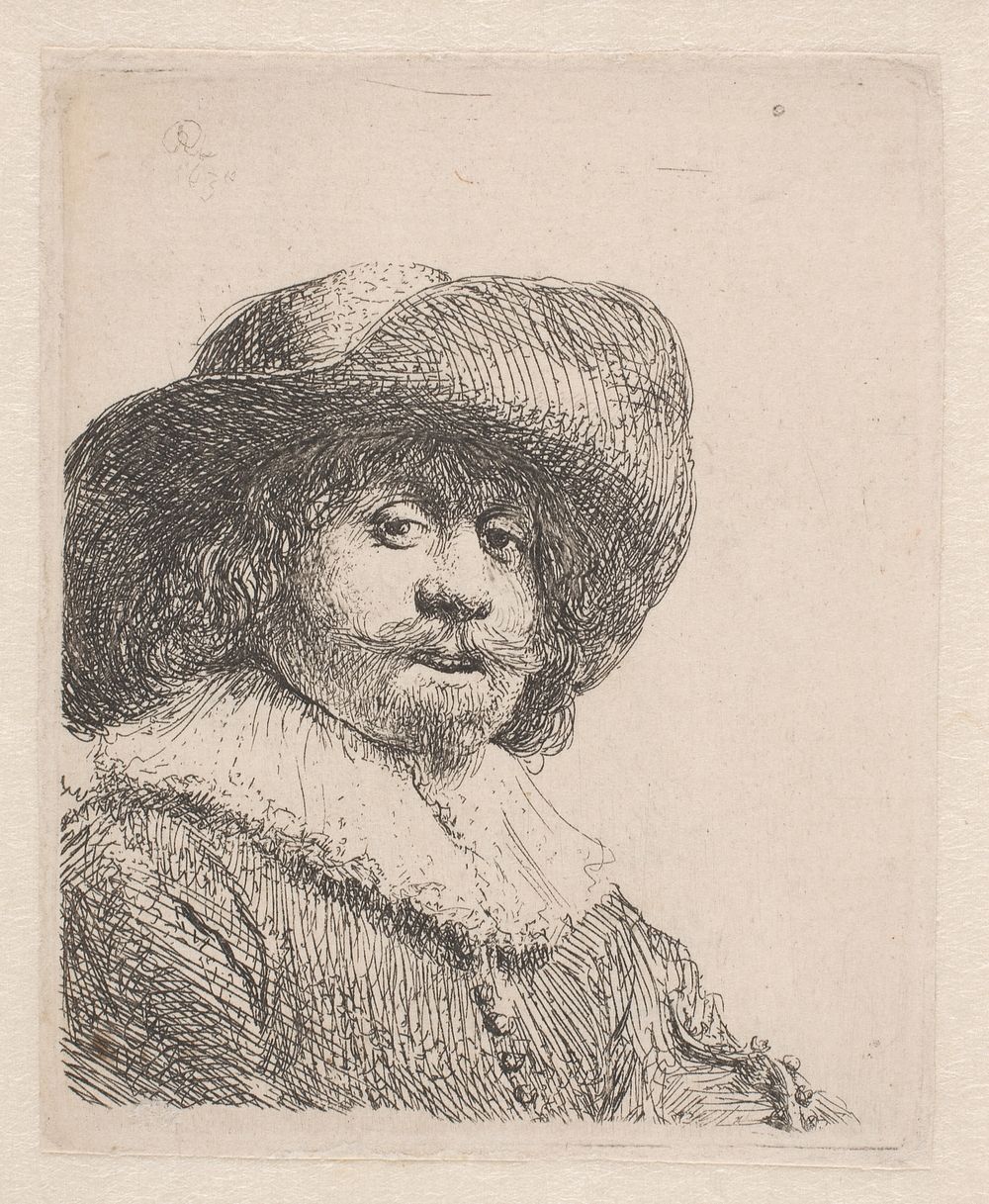 Portrait of a man with a broad-brimmed hat by Rembrandt van Rijn
