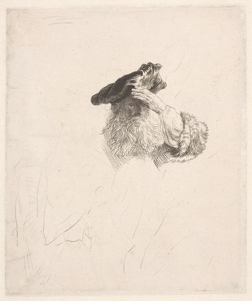 Old man shading his eyes with his hand by Rembrandt van Rijn