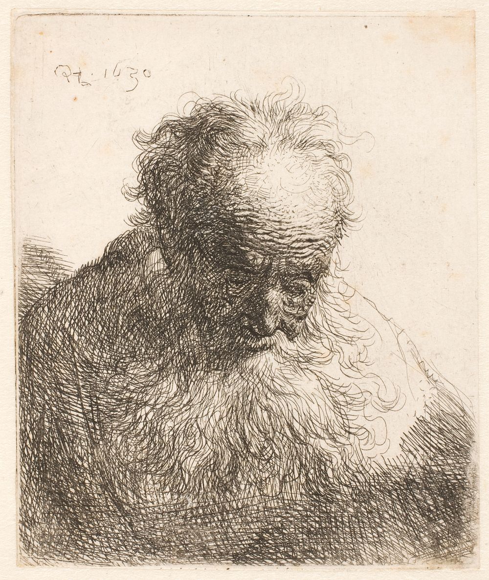 Bowed head of an old man by Rembrandt van Rijn