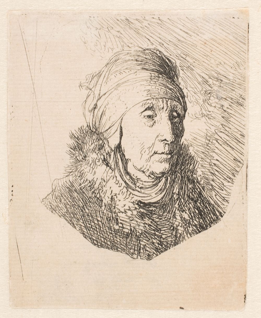 Head of an old woman by Rembrandt van Rijn