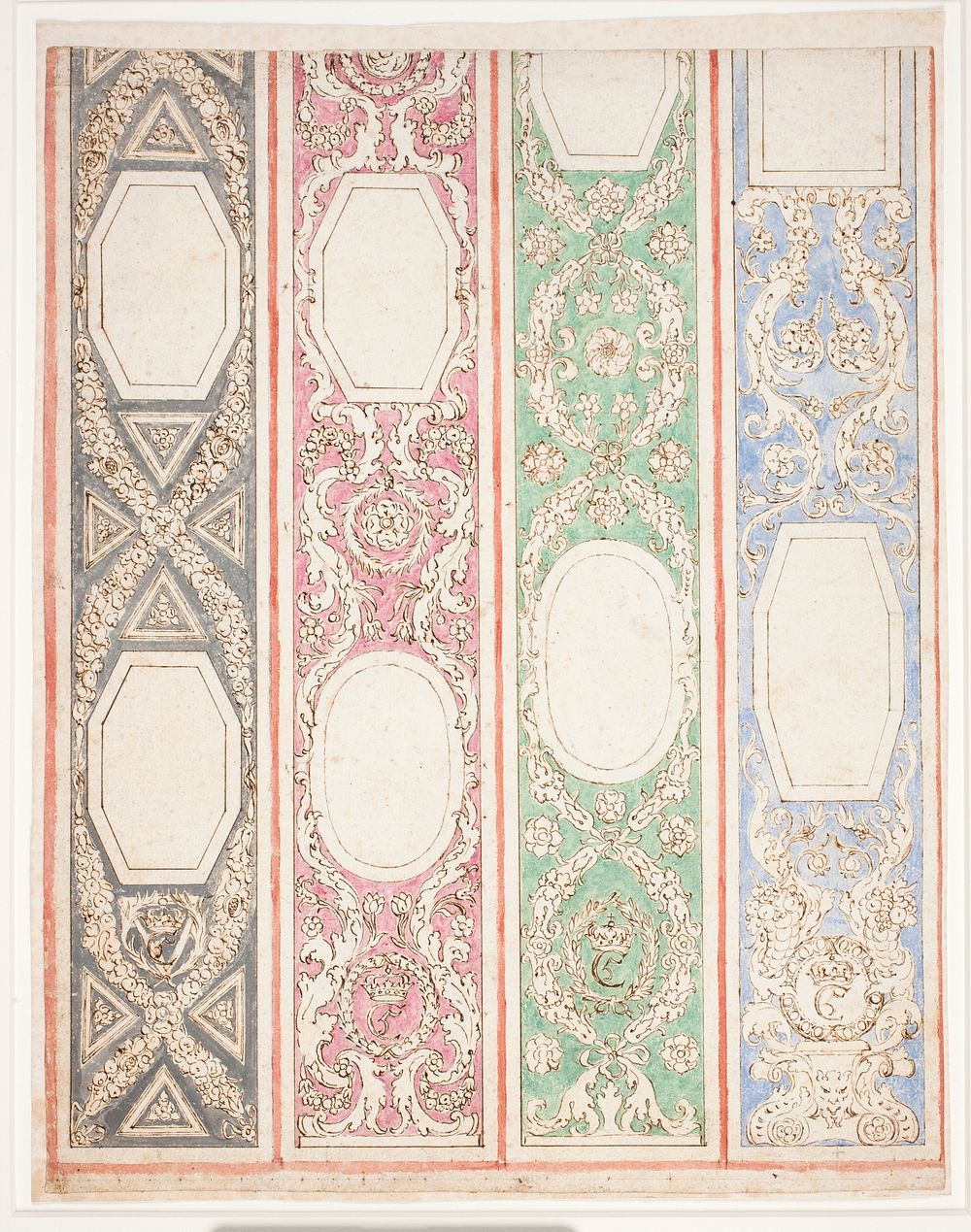 Draft for stucco decoration in the hallway in the auditorium, Frederiksborg