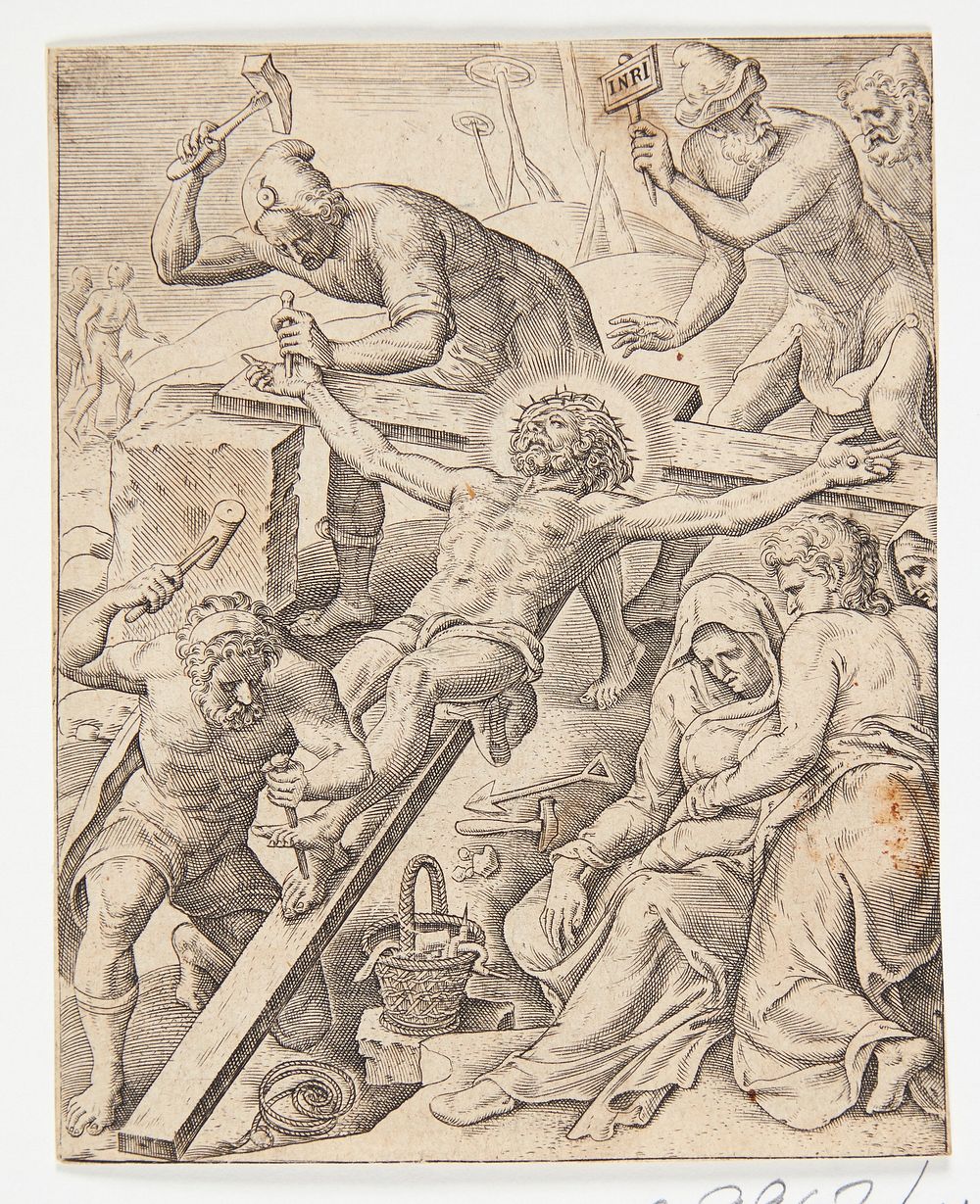 Jesus is nailed to the cross   by unknown
