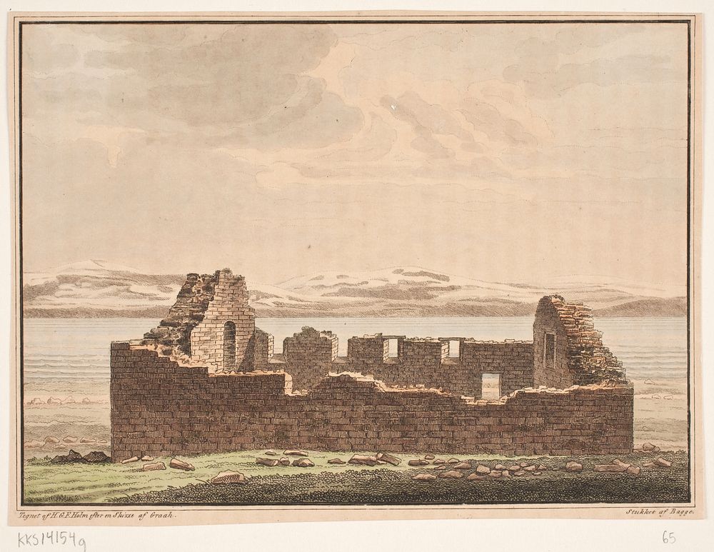 Church ruins in Greenland. Illustration for W.A.Grah. Research trip to the east coast of Greenland by Heinrich Gustav…