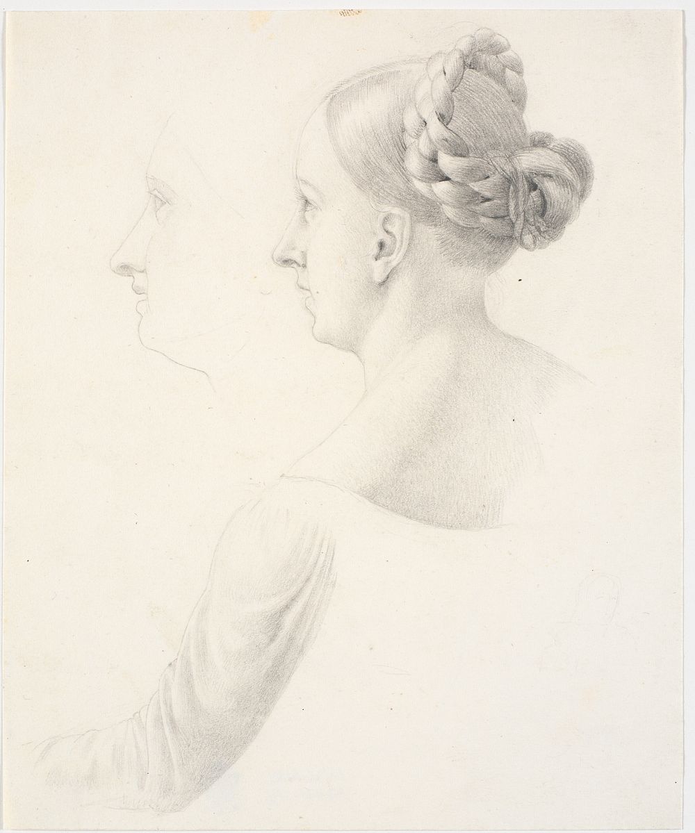 Female head in profile to left, shoulders and left arm by Martinus Rørbye