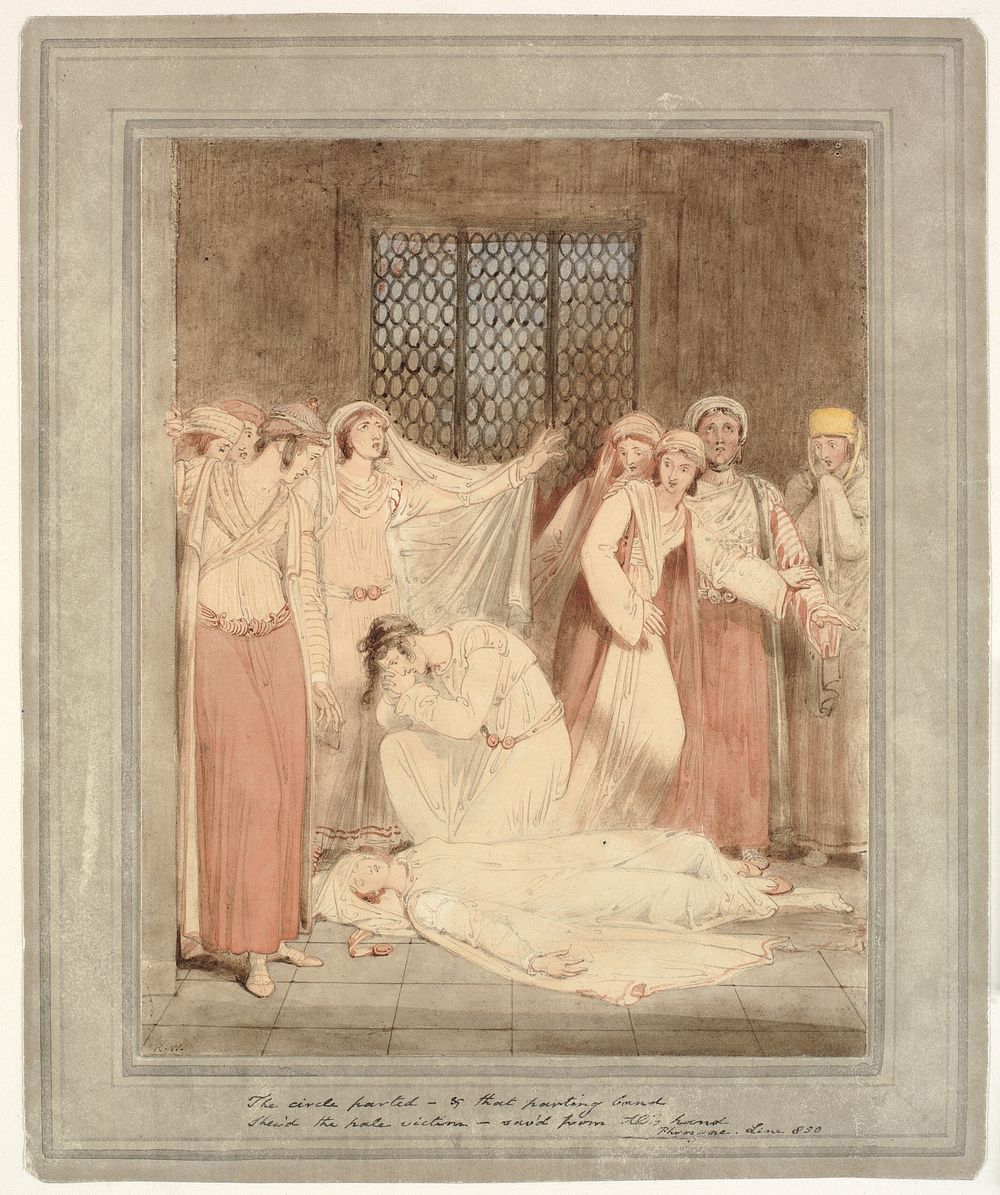 "The circle parted" Scene from Henry Gally Knight's Phrocyne, a Greek fairy tale by Richard Westall