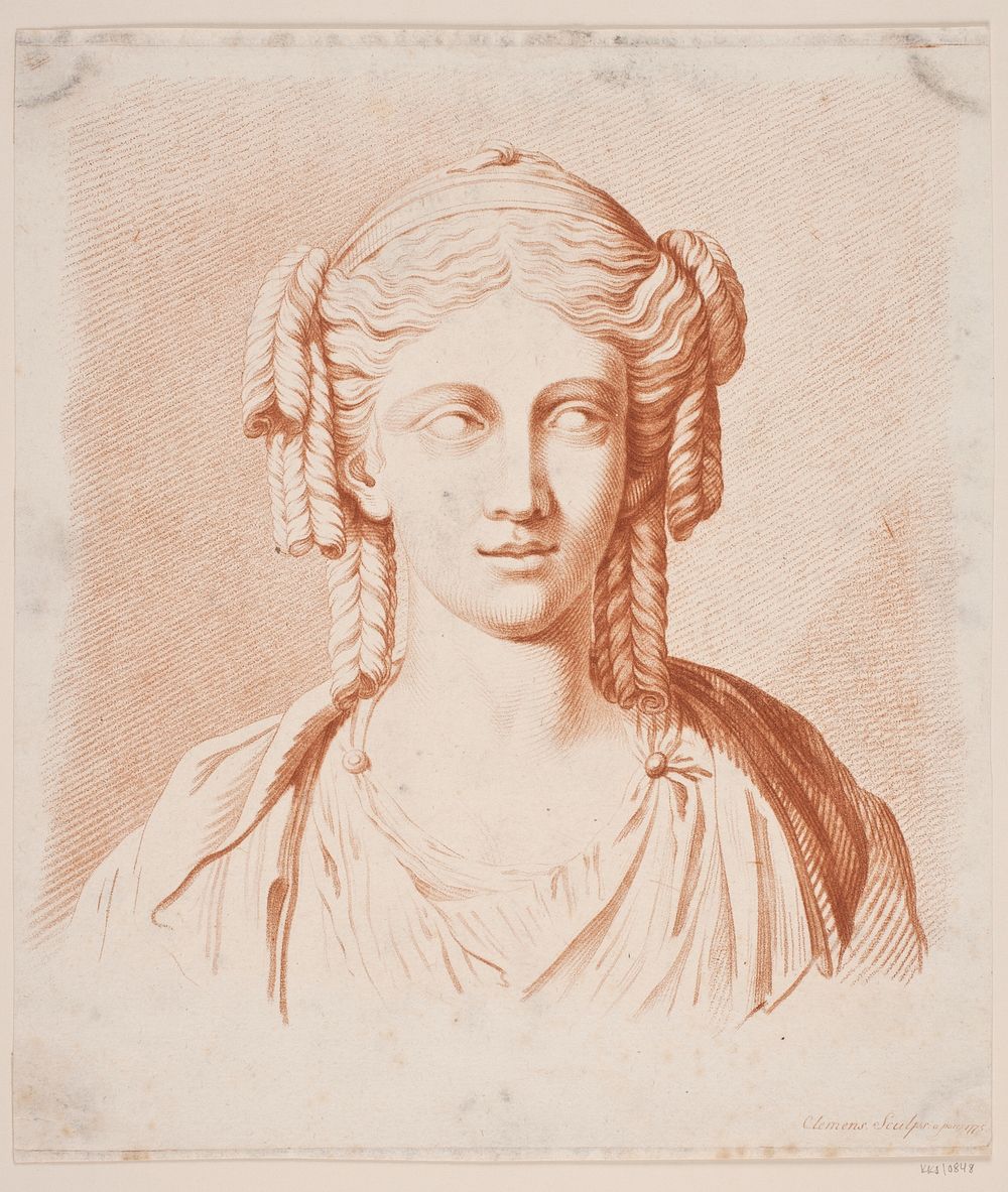 Female head in antique style by Johan Frederik Clemens