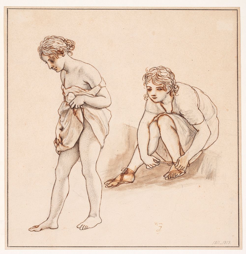 Two studies of a half-naked woman by C.W. Eckersberg