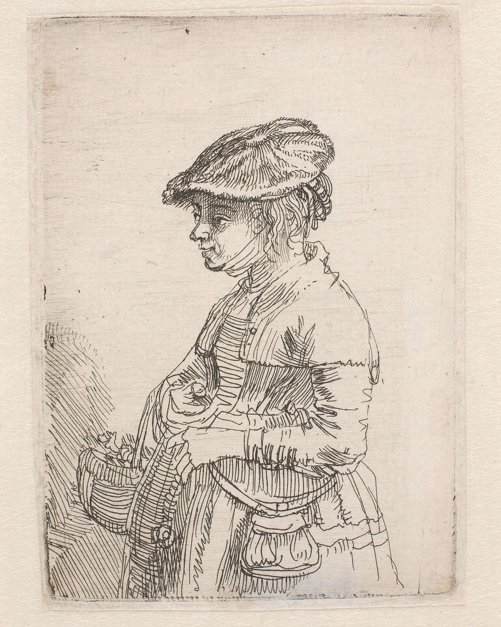 Girl with basket by Rembrandt van Rijn