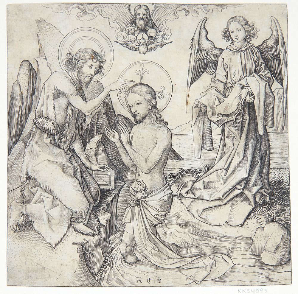Jesus' baptism by Martin Schongauer
