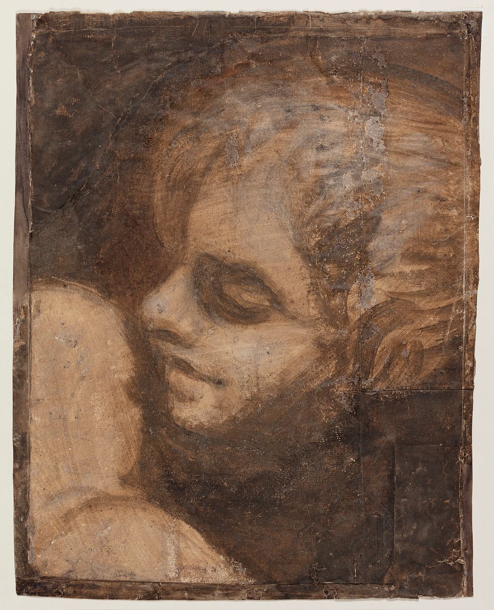 Head of putto, facing left by Antonio Correggio