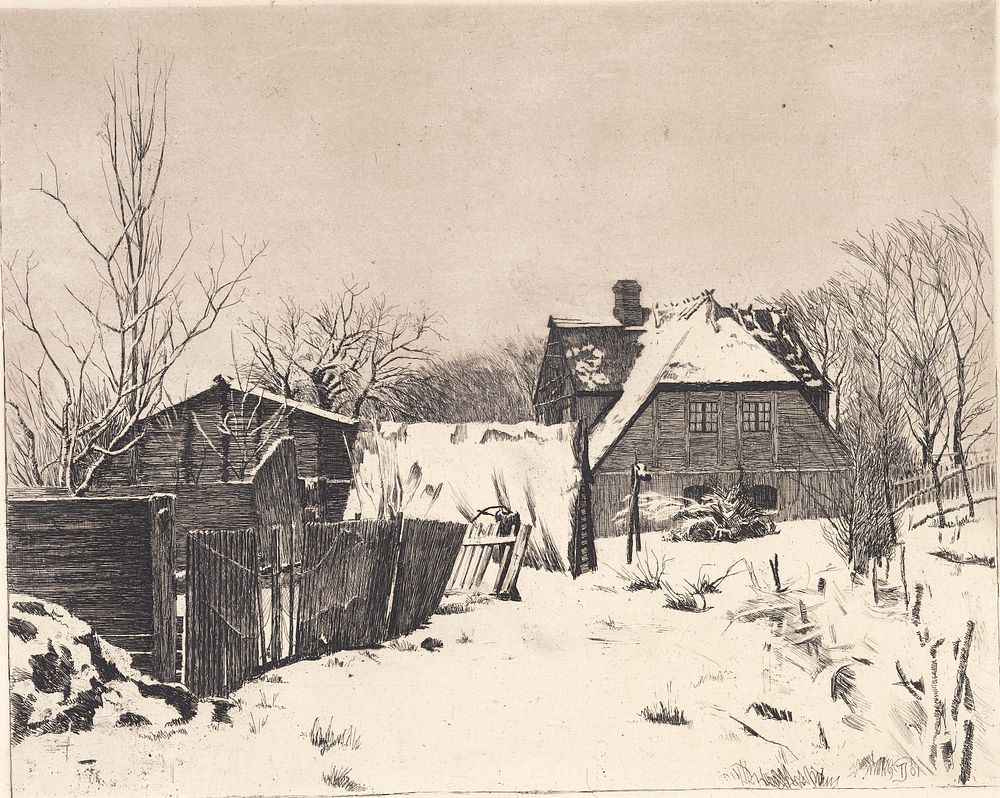 Winter landscape with house