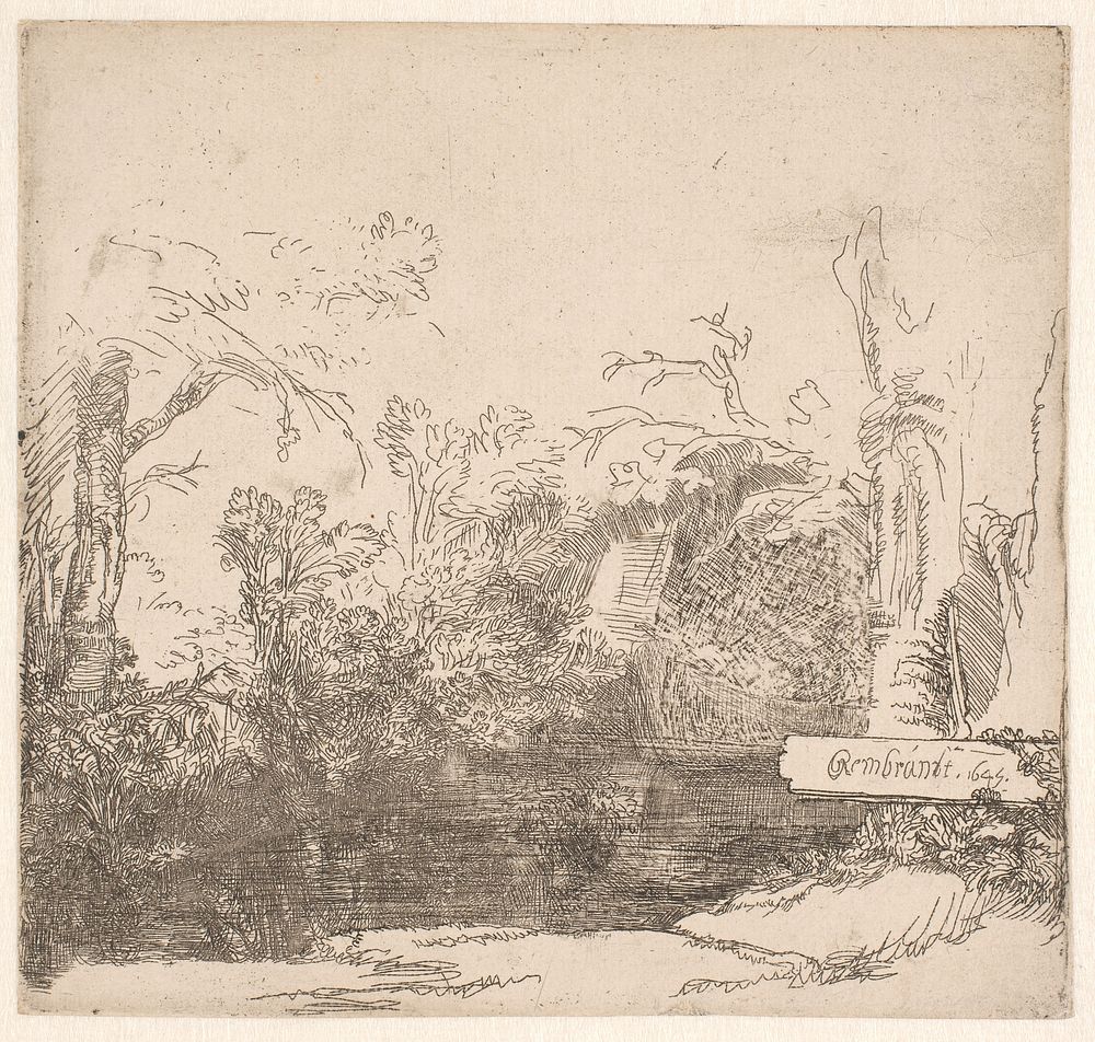 The boathouse by Rembrandt van Rijn