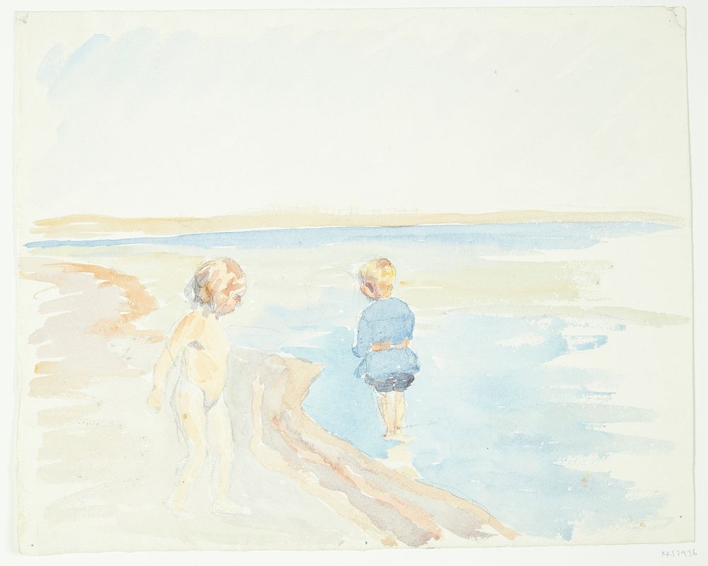 Children at the beach by Peter Hansen